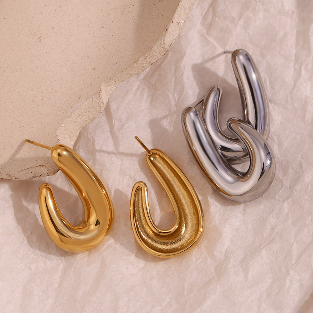 1 Pair Vintage Style Simple Style Classic Style Solid Color Plating Stainless Steel 18k Gold Plated Ear Studs