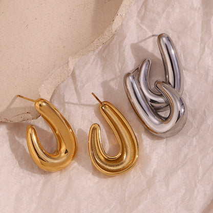 1 Pair Vintage Style Simple Style Classic Style Solid Color Plating Stainless Steel 18k Gold Plated Ear Studs