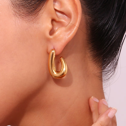 1 Pair Vintage Style Simple Style Classic Style Solid Color Plating Stainless Steel 18k Gold Plated Ear Studs