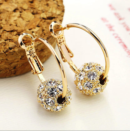 Wholesale Jewelry Elegant Ball Alloy Artificial Gemstones Plating Inlay Hoop Earrings