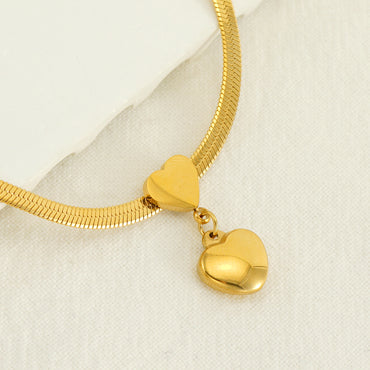 Ig Style Simple Style Heart Shape Stainless Steel Plating 18k Gold Plated Pendant Necklace