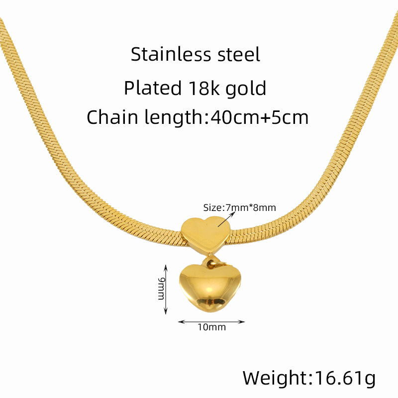 Ig Style Simple Style Heart Shape Stainless Steel Plating 18k Gold Plated Pendant Necklace