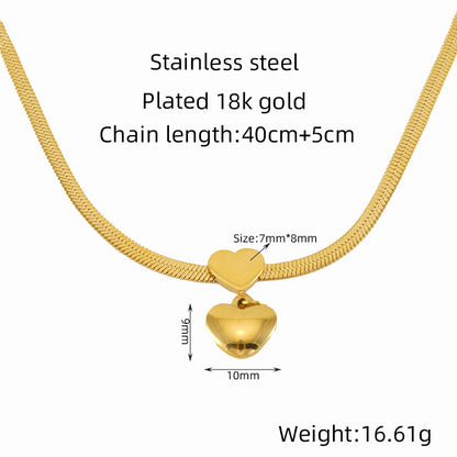 Ig Style Simple Style Heart Shape Stainless Steel Plating 18k Gold Plated Pendant Necklace