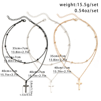 Punk Simple Style Classic Style Cross Alloy Copper Spray Paint Layered Chain Women's Double Layer Necklaces