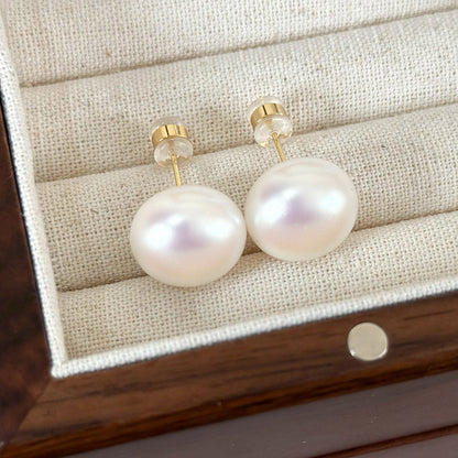 1 Pair Elegant Glam Round Inlay Pearl Pearl Ear Studs