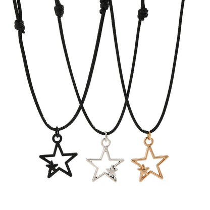 Casual Simple Style Commute Star Alloy Leather Wax Line Hollow Out Women's Pendant Necklace