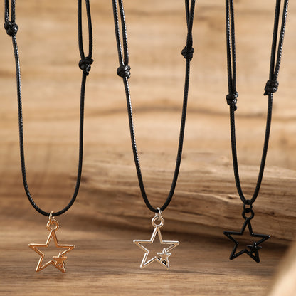 Casual Simple Style Commute Star Alloy Leather Wax Line Hollow Out Women's Pendant Necklace