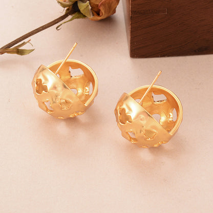 1 Pair Elegant Simple Style Artistic Irregular Round Plating Three-dimensional Hollow Out Copper 18k Gold Plated Ear Studs