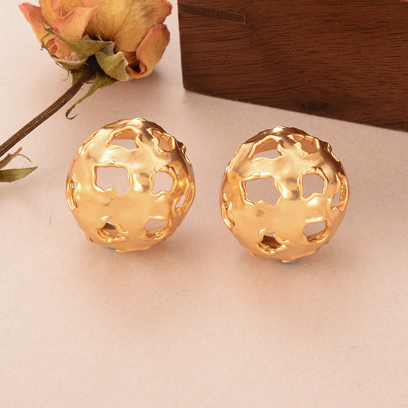 1 Pair Elegant Simple Style Artistic Irregular Round Plating Three-dimensional Hollow Out Copper 18k Gold Plated Ear Studs