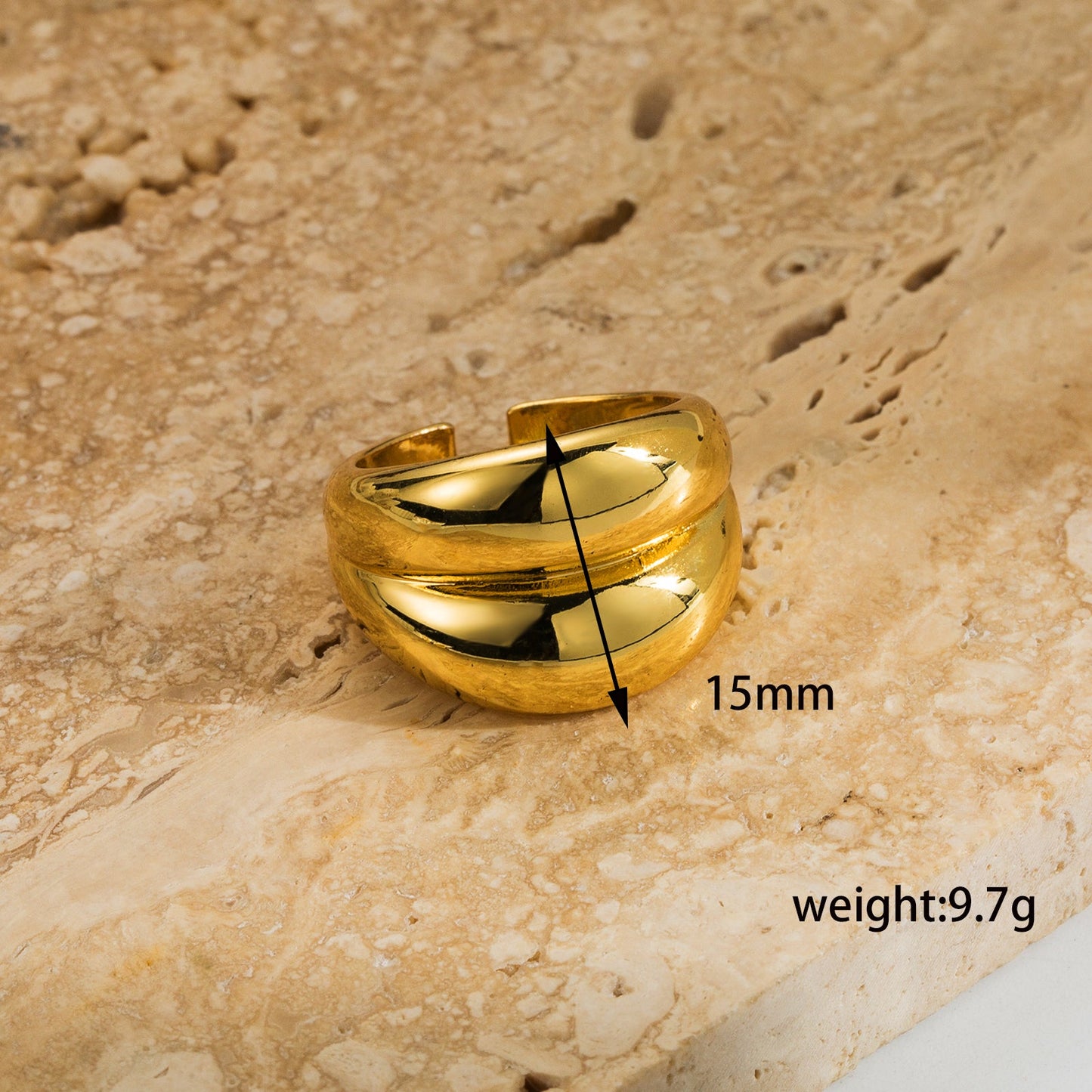 Wholesale Retro Simple Style Geometric Copper Plating 18k Gold Plated Open Rings