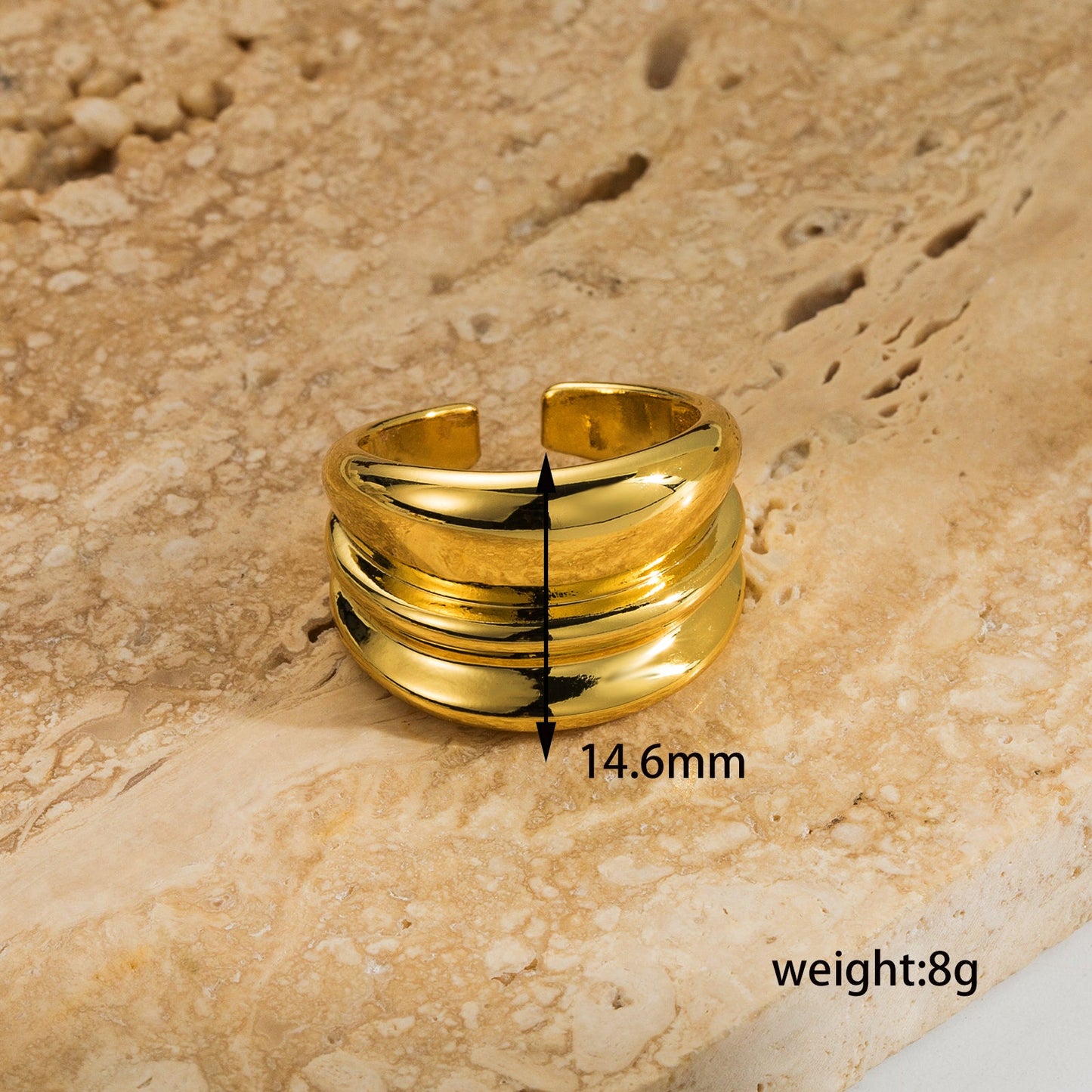 Wholesale Retro Simple Style Geometric Copper Plating 18k Gold Plated Open Rings