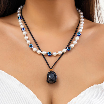 Retro Simple Style Classic Style Irregular Round Eye Ccb Imitation Pearl Stone Beaded Three-dimensional Women's Necklace