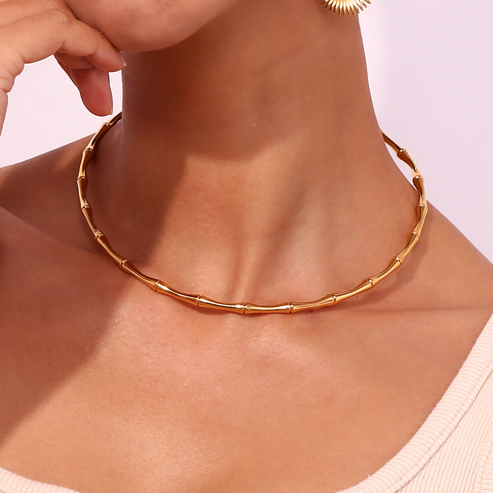 Simple Style Classic Style Solid Color Stainless Steel Plating 18k Gold Plated Choker