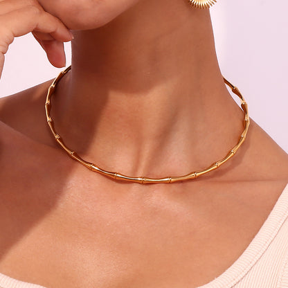 Simple Style Classic Style Solid Color Stainless Steel Plating 18k Gold Plated Choker