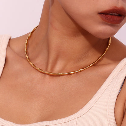 Simple Style Classic Style Solid Color Stainless Steel Plating 18k Gold Plated Choker