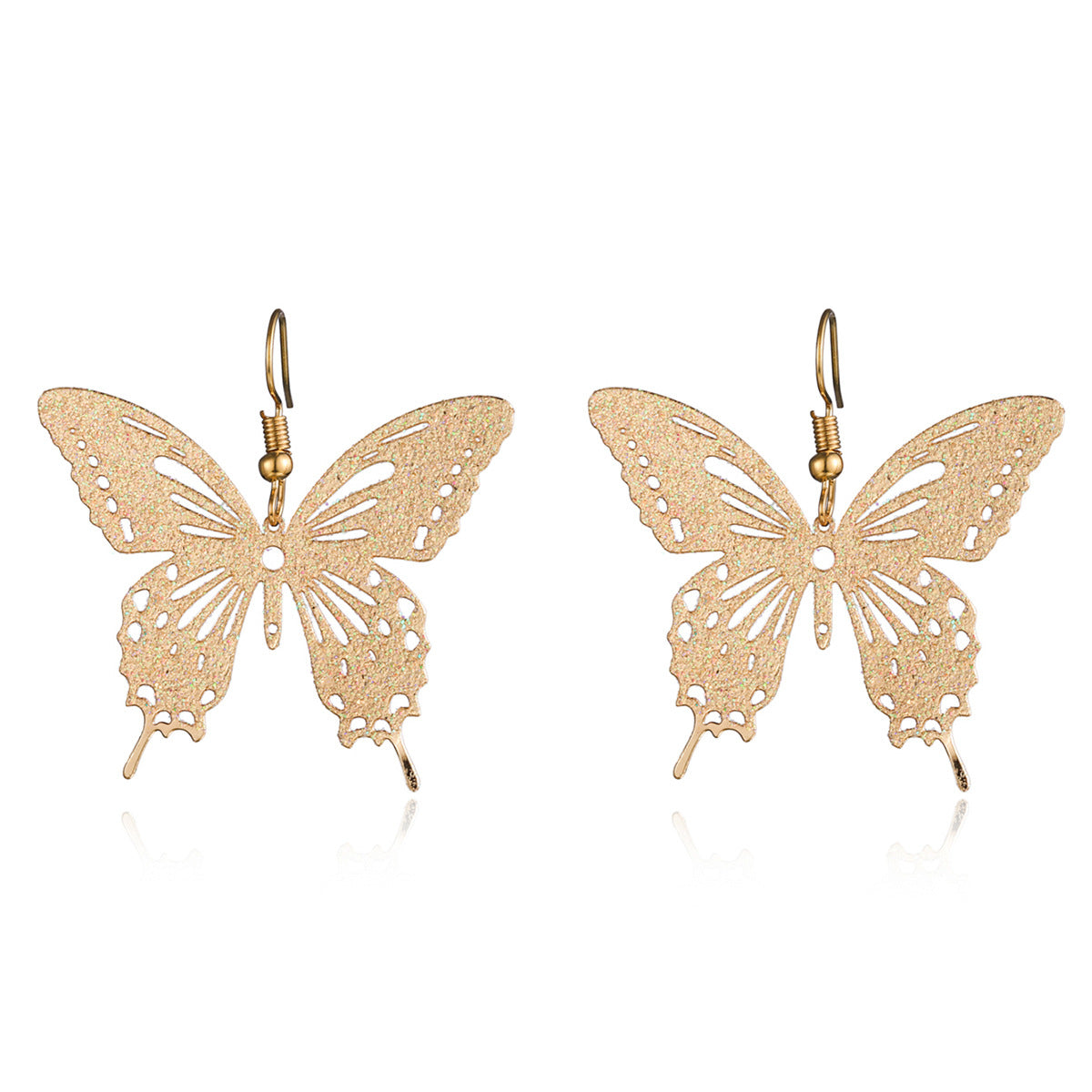 1 Pair Ig Style Butterfly Plating Hollow Out Metal Drop Earrings