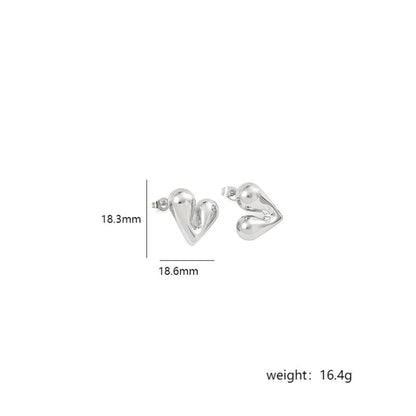 Casual Sweet Water Droplets Heart Shape Stainless Steel Polishing Plating 18k Gold Plated Ear Studs