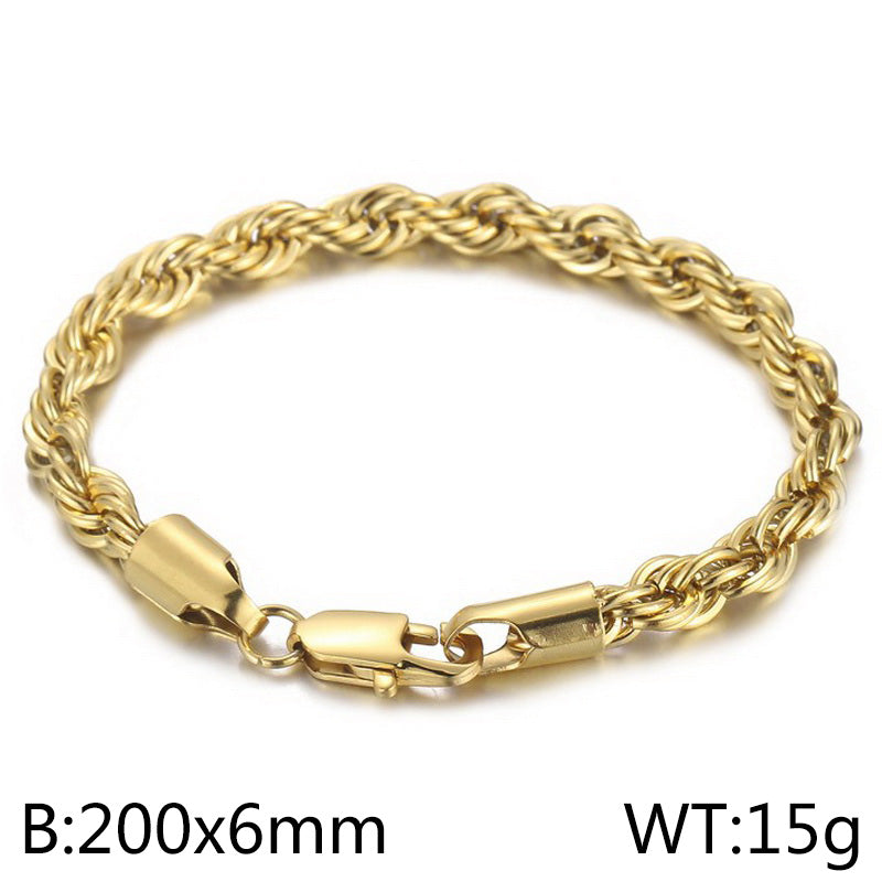 Simple Style Twist Stainless Steel Plating Bracelets