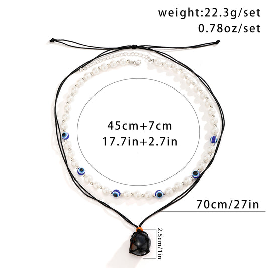 Retro Simple Style Classic Style Irregular Round Eye Ccb Imitation Pearl Stone Beaded Three-dimensional Women's Necklace