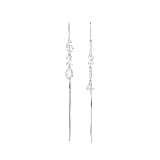 1 Pair Simple Style Number Tassel Inlay Copper Zircon Drop Earrings