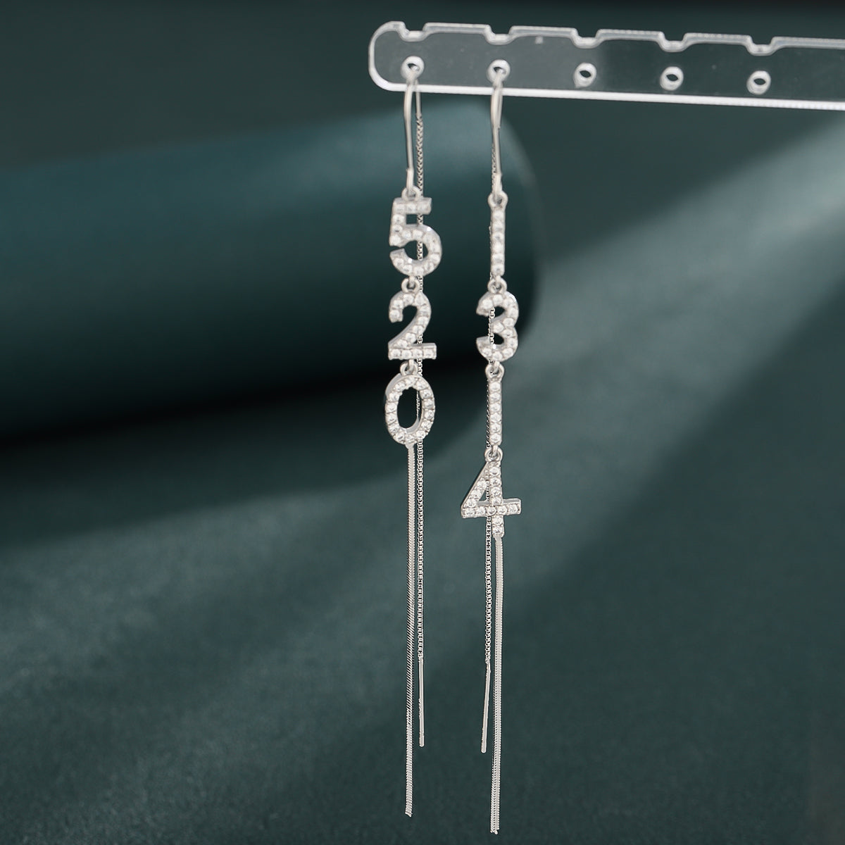 1 Pair Simple Style Number Tassel Inlay Copper Zircon Drop Earrings