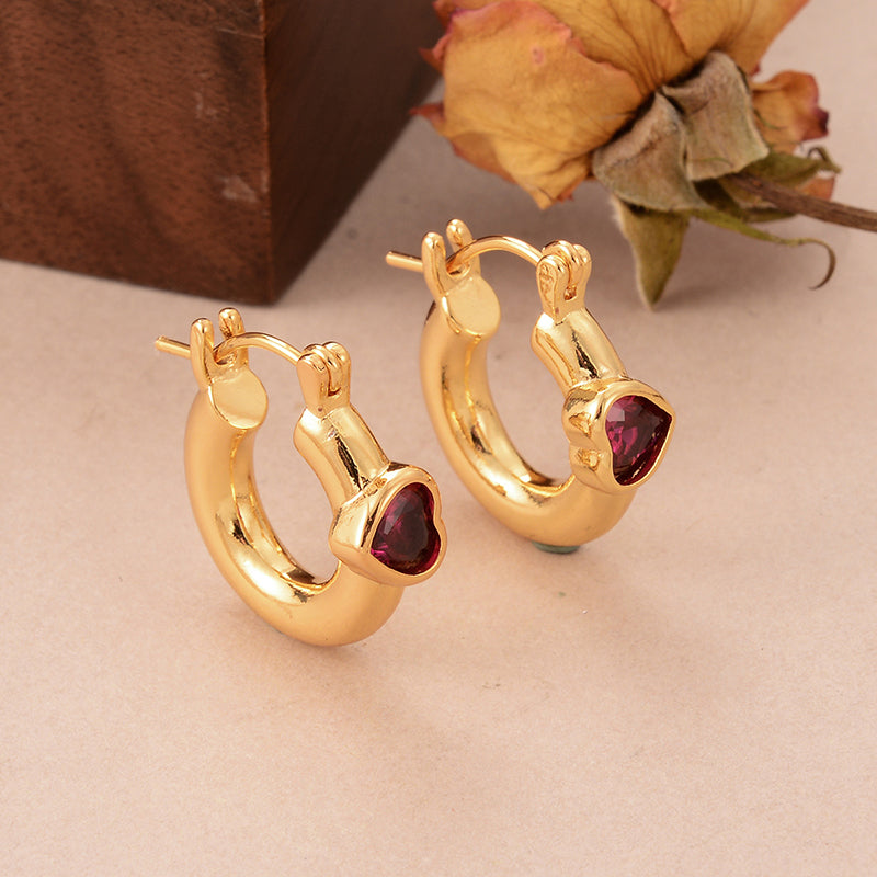 1 Pair Sweet Simple Style Cool Style Heart Shape Plating Inlay Copper Zircon 18k Gold Plated Palladium White K Earrings