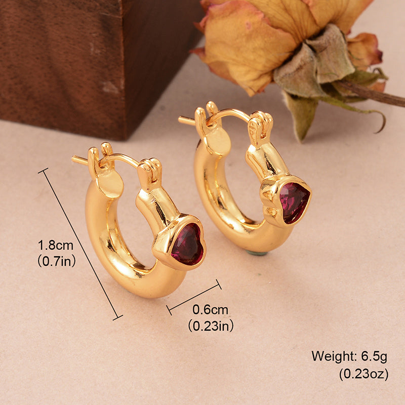 1 Pair Sweet Simple Style Cool Style Heart Shape Plating Inlay Copper Zircon 18k Gold Plated Palladium White K Earrings