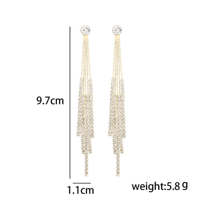 1 Pair Ig Style Simple Style Tassel Plating Inlay Copper Zircon Drop Earrings