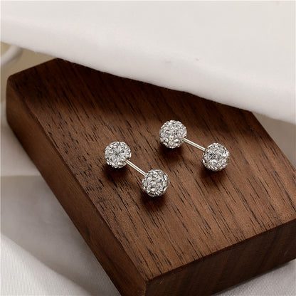 1 Pair Simple Style Geometric Plating Inlay Sterling Silver Rhinestones Ear Studs