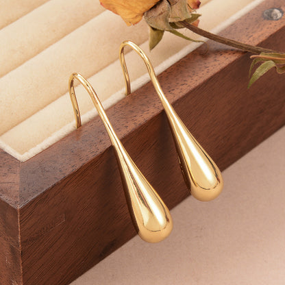 1 Pair Simple Style Water Droplets Solid Color Plating Hollow Out Copper 14k Gold Plated Drop Earrings