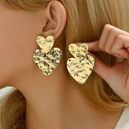 1 Pair Hip-hop Luxurious Cross Heart Shape Skeleton Alloy Iron Drop Earrings