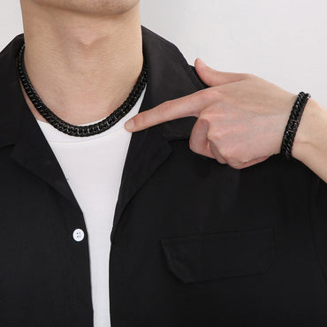 Hip-hop Geometric Titanium Steel Polishing Bracelets Necklace