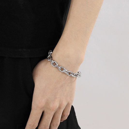 Simple Style Solid Color Titanium Steel Chain Bracelets