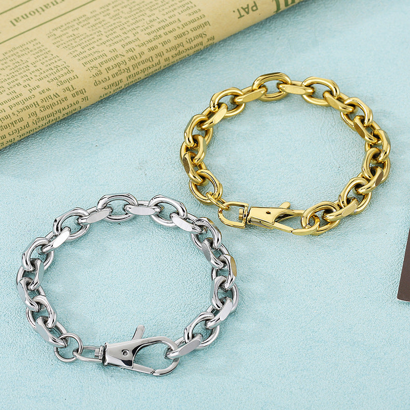 Simple Style Solid Color Titanium Steel Chain Bracelets