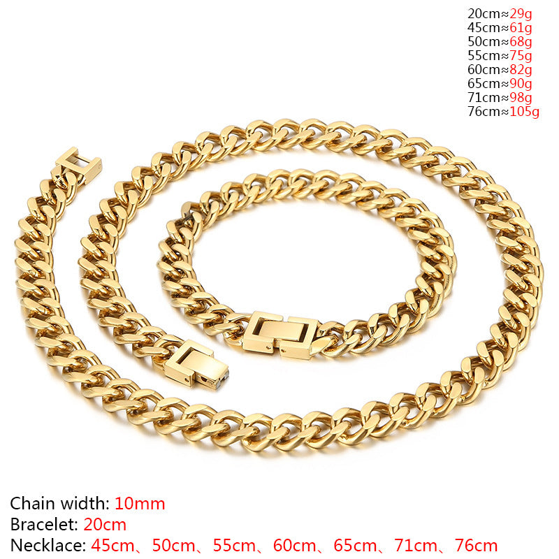 Hip-hop Geometric Titanium Steel Polishing Bracelets Necklace