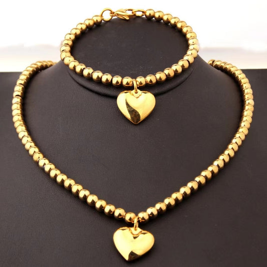 Sweet Heart Shape Alloy Plating Women's Bracelets Necklace