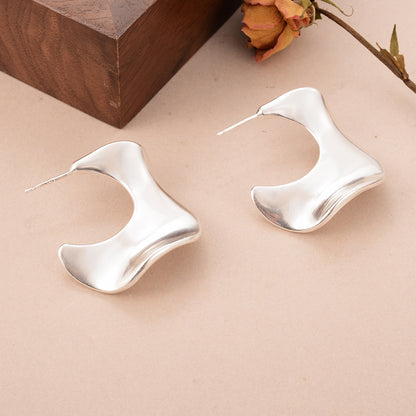 1 Pair Ig Style Irregular Plating Copper Silver Plated Ear Studs