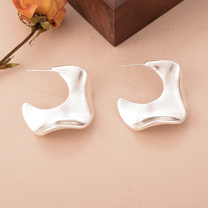 1 Pair Ig Style Irregular Plating Copper Silver Plated Ear Studs