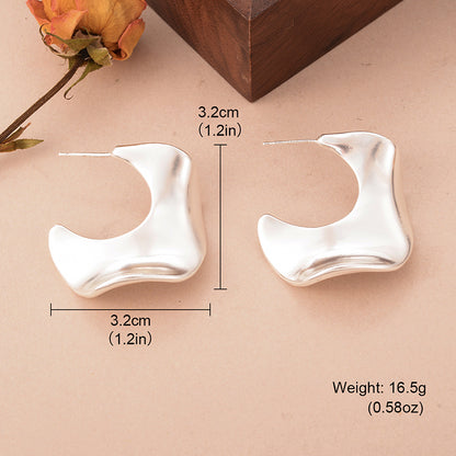 1 Pair Ig Style Irregular Plating Copper Silver Plated Ear Studs