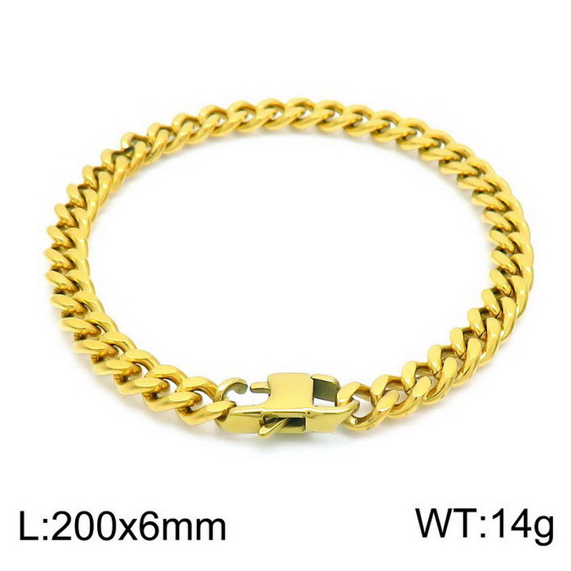 1 Piece Retro Solid Color Titanium Steel Plating 18k Gold Plated Men'S Bracelets