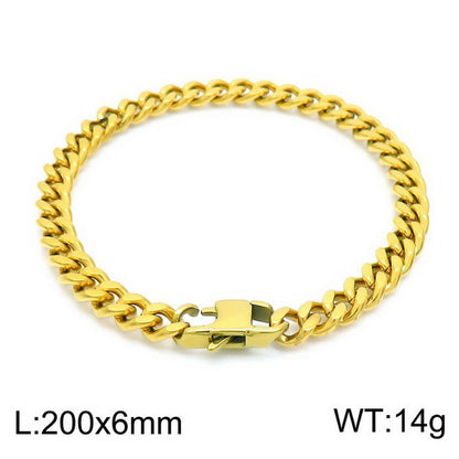 1 Piece Retro Solid Color Titanium Steel Plating 18k Gold Plated Men'S Bracelets