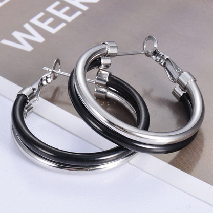 1 Pair Casual Modern Style Round Enamel Plating Stainless Steel Earrings