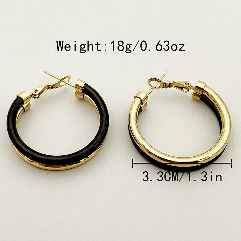 1 Pair Casual Modern Style Round Enamel Plating Stainless Steel Earrings