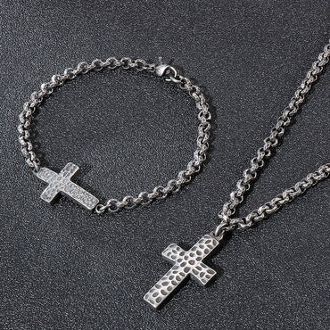 Hip-hop Retro Cross Titanium Steel Bracelets Necklace
