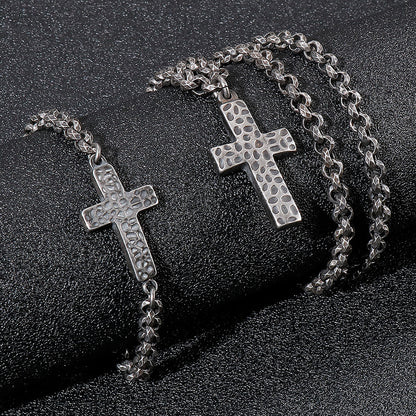 Hip-hop Retro Cross Titanium Steel Bracelets Necklace