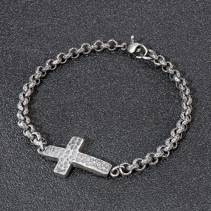 Hip-hop Retro Cross Titanium Steel Bracelets Necklace