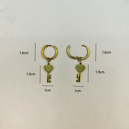 Casual Simple Style Classic Style Key Stamping Plating Stainless Steel 18k Gold Plated Drop Earrings