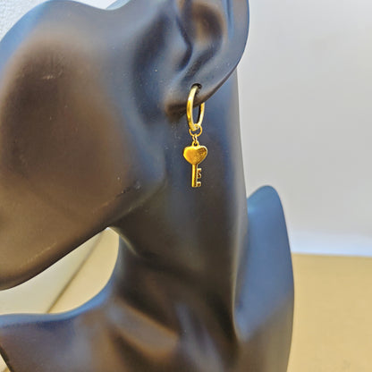 Casual Simple Style Classic Style Key Stamping Plating Stainless Steel 18k Gold Plated Drop Earrings