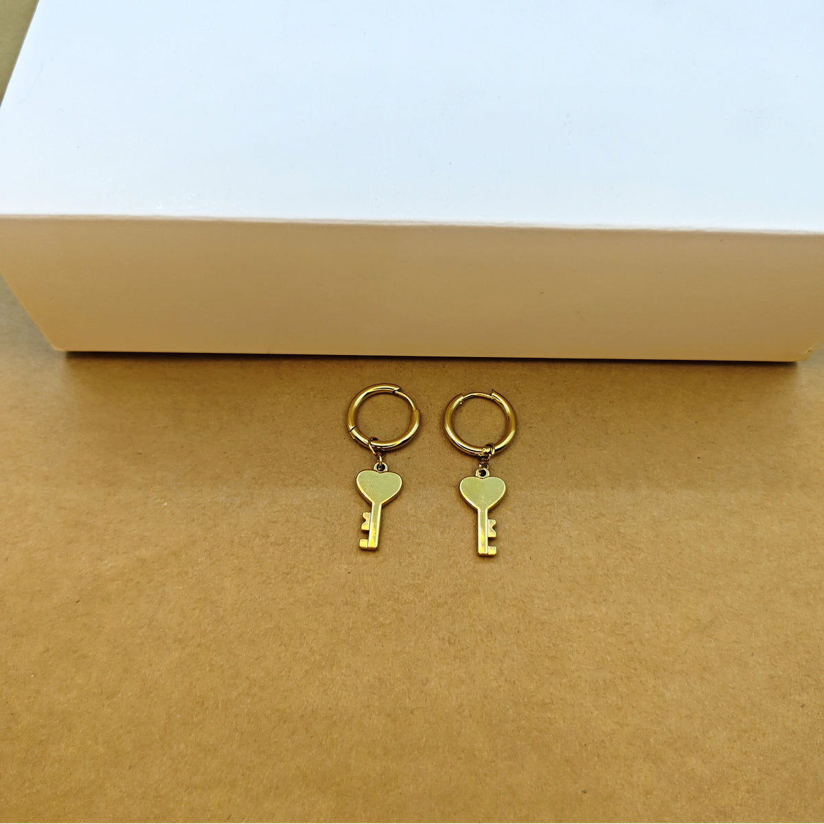 Casual Simple Style Classic Style Key Stamping Plating Stainless Steel 18k Gold Plated Drop Earrings