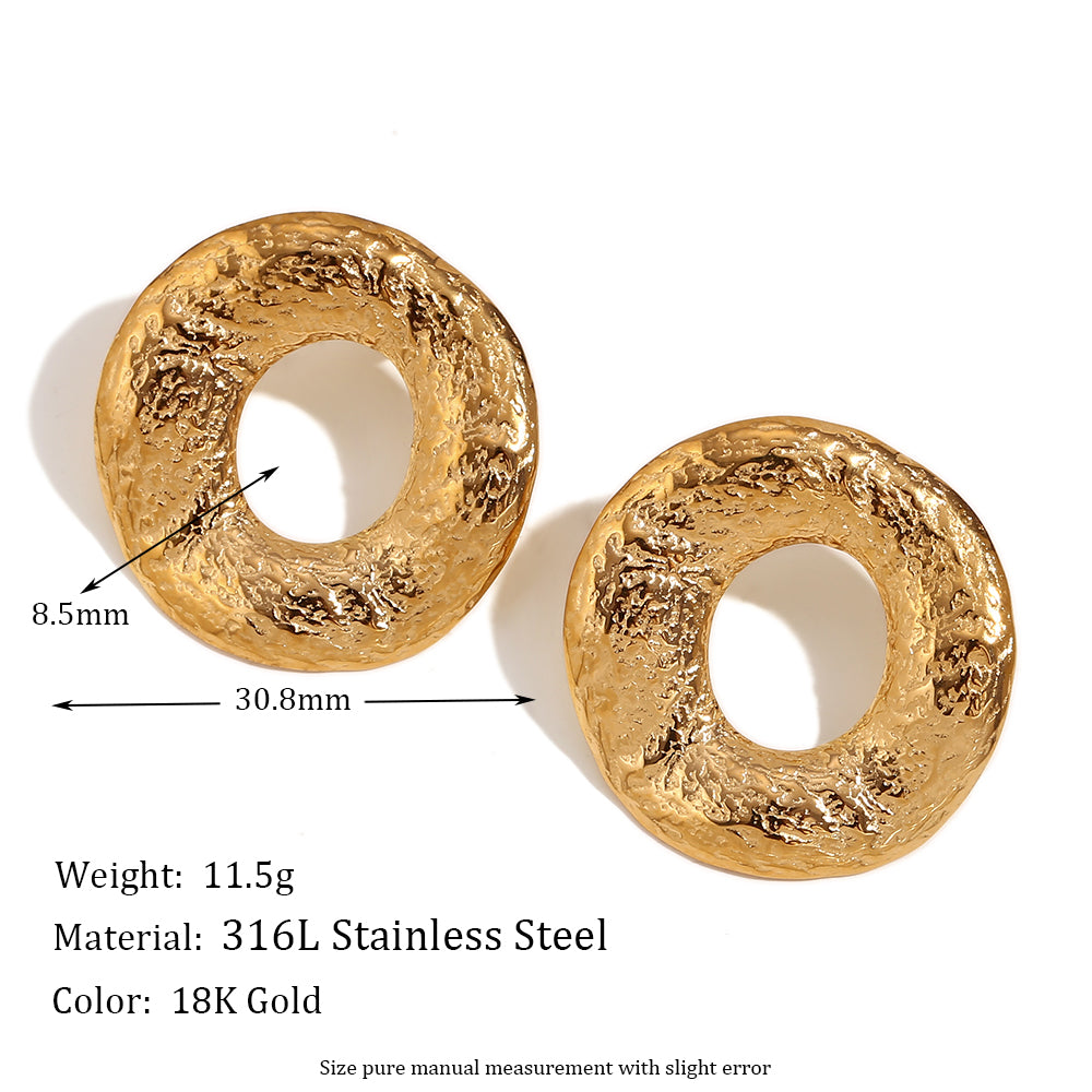 1 Pair Vintage Style Simple Style Classic Style Circle Plating Stainless Steel 18k Gold Plated Ear Studs